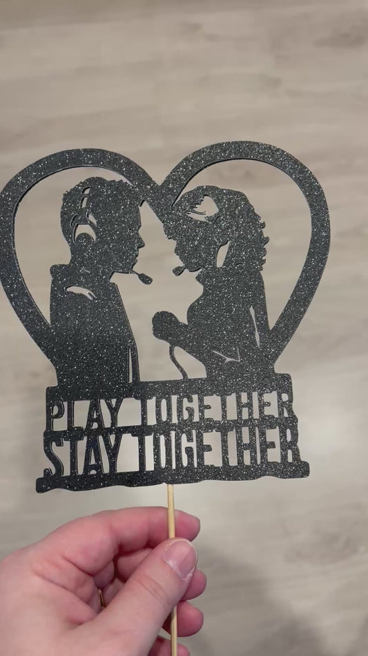 “Play Together Stay Together” gamer cake topper