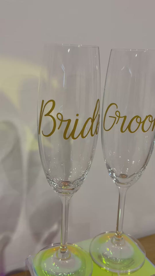 Bride and Groom champagne glasses