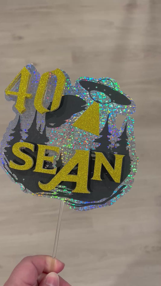 UFO 40th Cake Topper