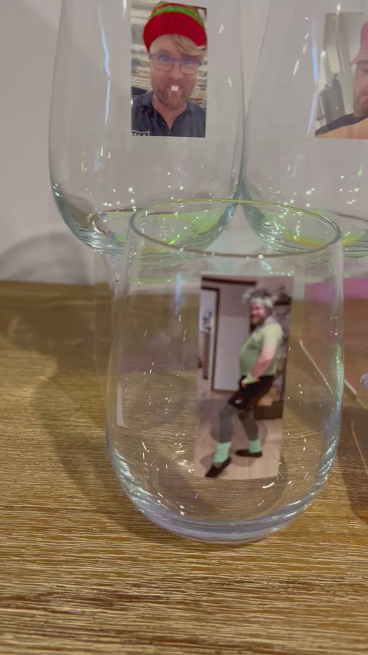 Stemless wine glasses for a birthday gift